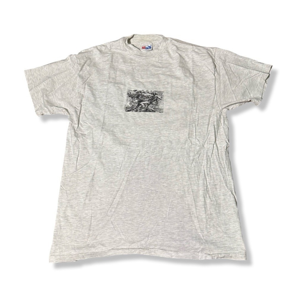 Vintage 90s Gray Art T Shirt Size Large Streetwear